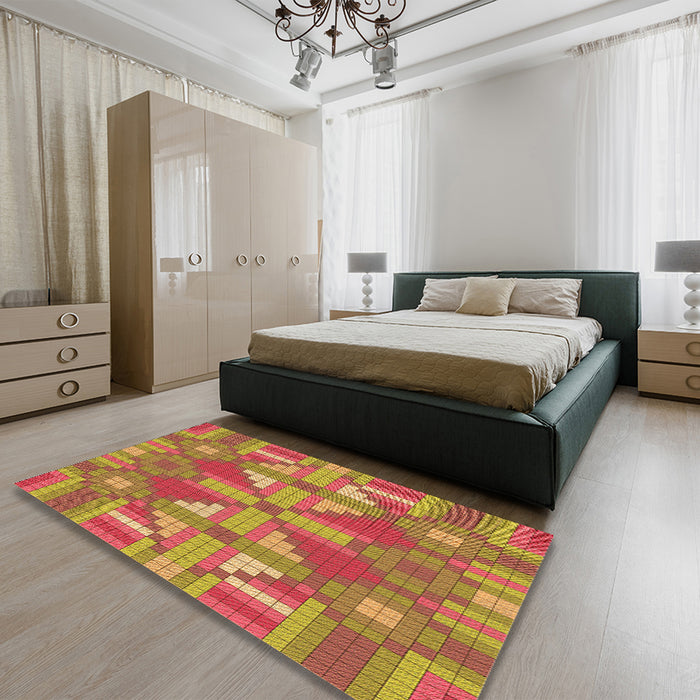 Patterned Red Rug in a Bedroom, pat687org
