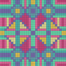 Square Patterned Pink Plum Purple Novelty Rug, pat687