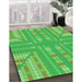 Machine Washable Transitional Neon Green Rug in a Family Room, wshpat688grn