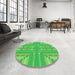 Round Patterned Neon Green Rug in a Office, pat688grn