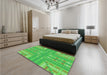 Patterned Neon Green Rug in a Bedroom, pat688grn