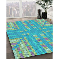 Patterned Turquoise Green Rug, pat688lblu