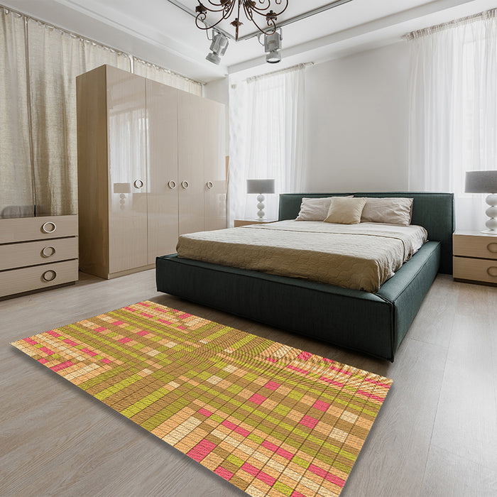 Patterned Orange Rug in a Bedroom, pat688org