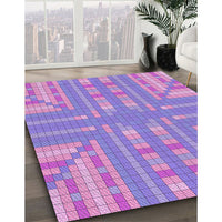 Patterned Bright Lilac Purple Rug, pat688pur