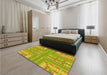 Patterned Dark Golden Brown Rug in a Bedroom, pat688yw