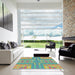 Square Machine Washable Transitional Light Green Rug in a Living Room, wshpat688