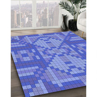 Patterned Sky Blue Rug, pat689blu