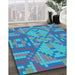 Patterned Blue Rug in Family Room, pat689lblu