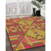 Patterned Red Rug in Family Room, pat689org