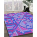 Machine Washable Transitional Light Slate Blue Rug in a Family Room, wshpat689pur