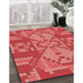 Machine Washable Transitional Red Rug in a Family Room, wshpat689rd