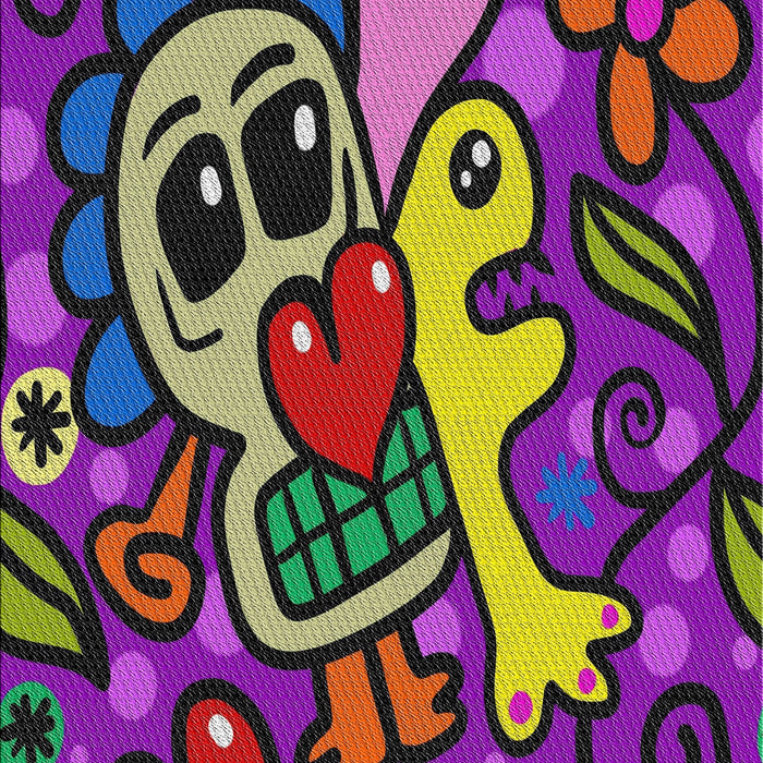 Patterned Rose Purple Modern Rug, pat68