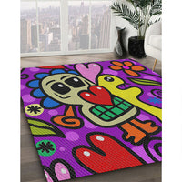 Patterned Rose Purple Modern Rug, pat68