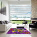 Square Patterned Rose Purple Modern Rug in a Living Room, pat68