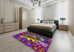 Machine Washable Transitional Rose Dust Purple Rug in a Bedroom, wshpat68