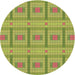 Square Patterned Dark Yellow Green Rug, pat690brn