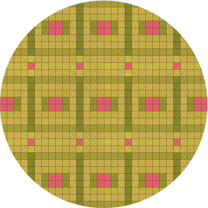 Square Patterned Dark Golden Brown Rug, pat690org