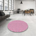 Round Machine Washable Transitional Blush Pink Rug in a Office, wshpat692