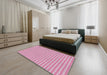 Machine Washable Transitional Blush Pink Rug in a Bedroom, wshpat692