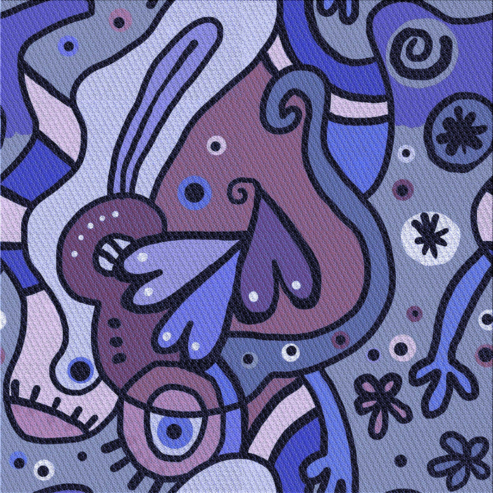 Round Patterned Blue Rug, pat694blu