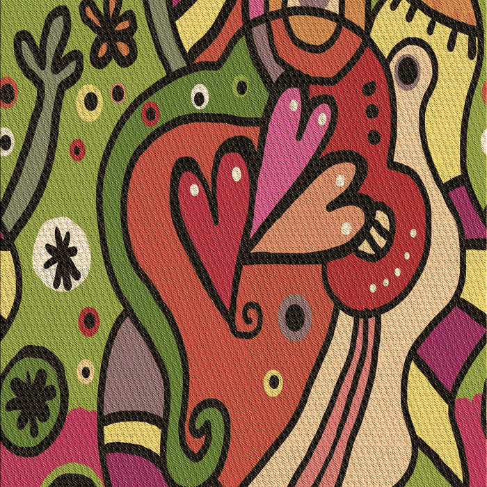 Patterned Saffron Red Rug, pat694brn