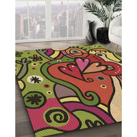 Patterned Saffron Red Rug, pat694brn