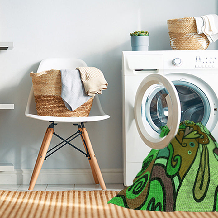 Machine Washable Transitional Green Rug in a Washing Machine, wshpat694grn
