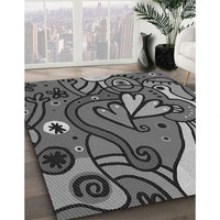 Patterned Dark Gray Black Rug, pat694gry