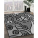 Patterned Dark Gray Black Rug in Family Room, pat694gry