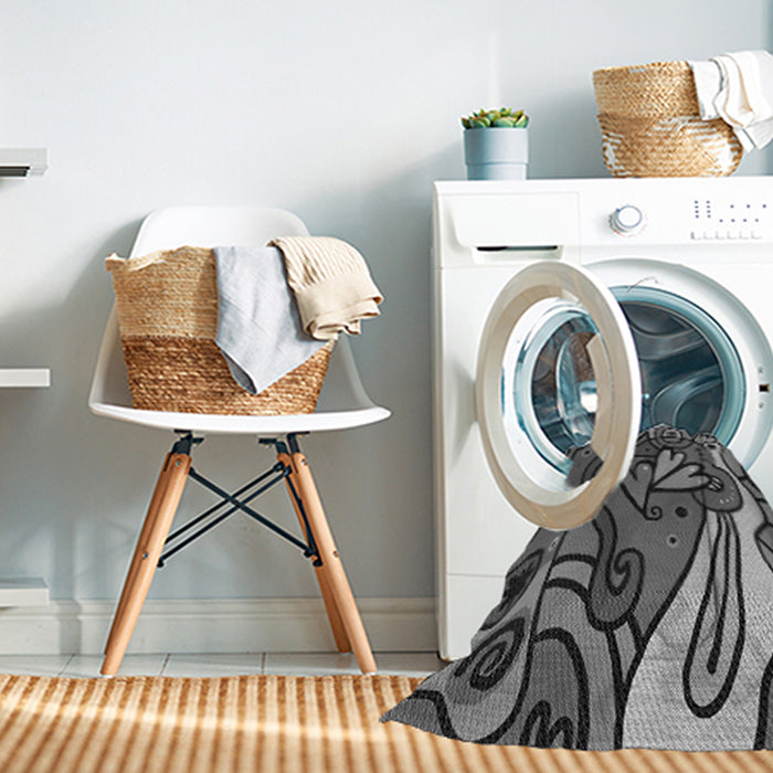 Machine Washable Transitional Dark Gray Black Rug in a Washing Machine, wshpat694gry