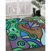 Patterned Plum Purple Rug, pat694lblu