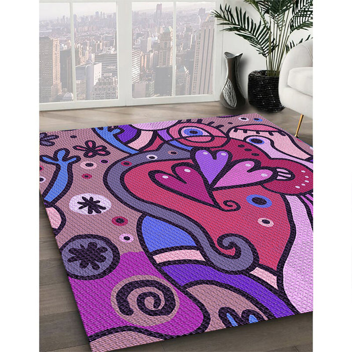 Patterned Orchid Purple Rug in Family Room, pat694pur