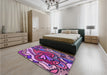 Patterned Orchid Purple Rug in a Bedroom, pat694pur