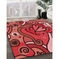 Patterned Cranberry Red Rug, pat694rd