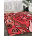 Patterned Cranberry Red Rug in Family Room, pat694rd