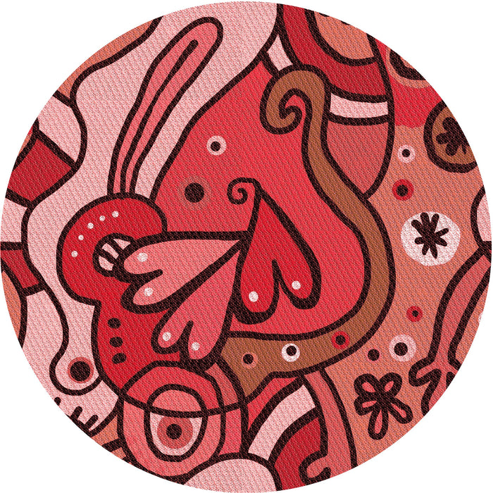 Square Patterned Cranberry Red Rug, pat694rd