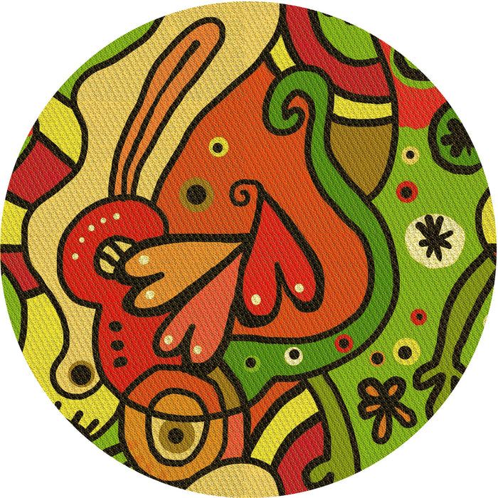 Square Patterned Pistachio Green Rug, pat694yw