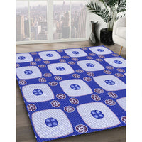 Patterned Blue Orchid Blue Rug, pat695blu