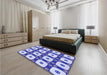 Patterned Blue Orchid Blue Rug in a Bedroom, pat695blu