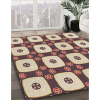 Patterned Chestnut Brown Rug, pat695brn