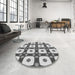 Round Patterned Gray Rug in a Office, pat695gry