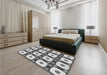 Patterned Gray Rug in a Bedroom, pat695gry