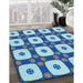 Patterned Blue Rug in Family Room, pat695lblu