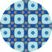 Square Patterned Blue Rug, pat695lblu