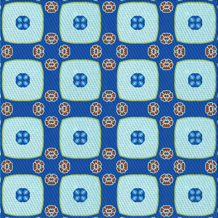 Round Machine Washable Transitional Blue Rug, wshpat695lblu