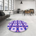 Round Patterned Amethyst Purple Rug in a Office, pat695pur