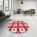 Round Patterned Red Rug in a Office, pat695rd