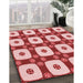 Patterned Red Rug in Family Room, pat695rd