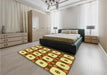 Patterned Mahogany Brown Rug in a Bedroom, pat695yw