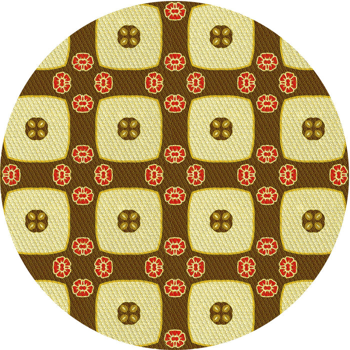 Square Patterned Mahogany Brown Rug, pat695yw